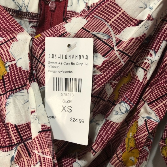 Floral waist tie crop top - Picture 5 of 5